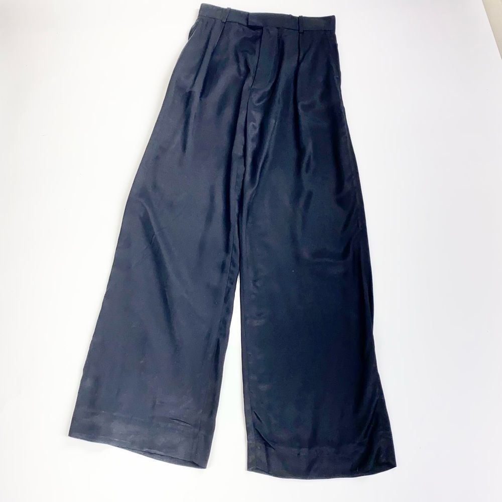 Zara woman high waist pleated front black wide leg trouser pant S